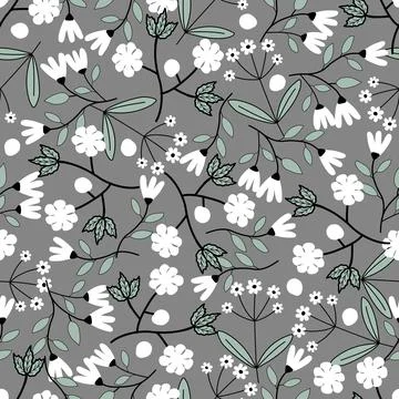 Floral seamless pattern ,flower branches seamless pattern , vector 스톡 일러스트