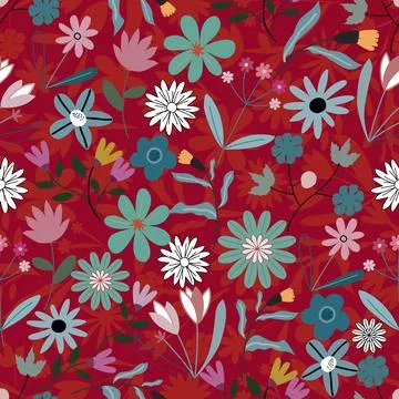 Floral seamless pattern ,flower branches seamless pattern , vector Illustrazione stock