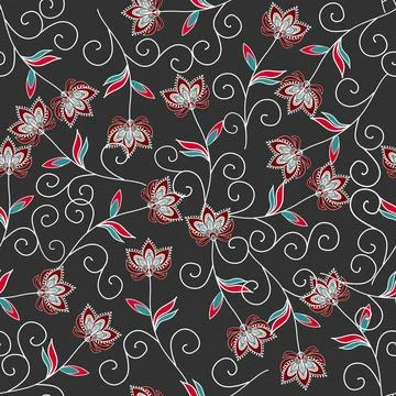 Floral seamless pattern ,flower branches seamless pattern , vector イラスト素材