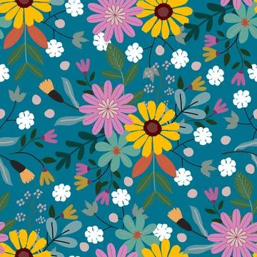 Floral seamless pattern ,flower branches seamless pattern , Stock Illustration
