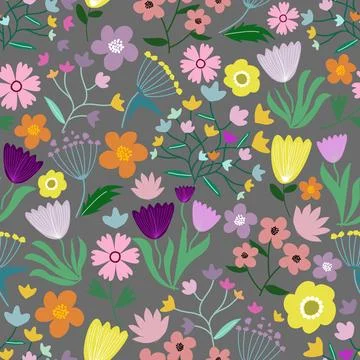 Floral seamless pattern ,flower branches seamless pattern Stock Illustration