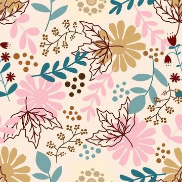 Floral seamless pattern ,flower branches seamless pattern Stock Illustration