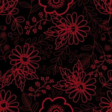 Floral seamless pattern ,flower branches seamless pattern Stock Illustration