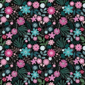 Floral seamless pattern ,flower branches seamless pattern , vector イラスト素材
