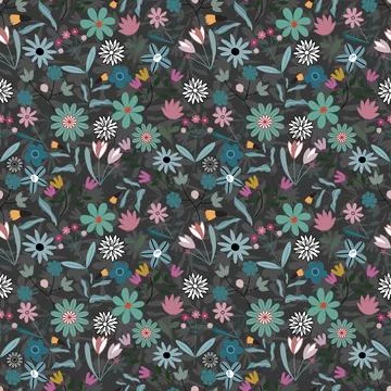 Floral seamless pattern ,flower branches seamless pattern , vector 스톡 일러스트