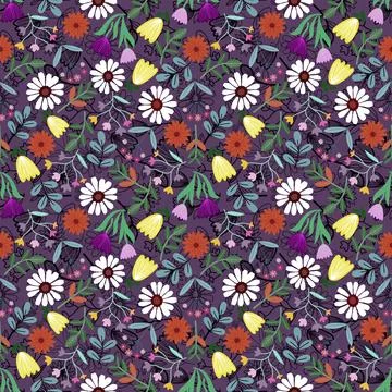 Floral seamless pattern ,flower branches seamless pattern , vector Stock Illustration