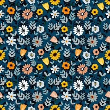 Floral seamless pattern ,flower branches seamless pattern , vector 스톡 일러스트