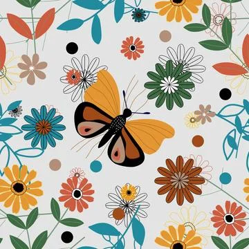 Floral seamless pattern ,flower branches seamless pattern , vector Illustrazione stock