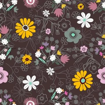 Floral seamless pattern ,flower branches seamless pattern , vector Illustrazione stock