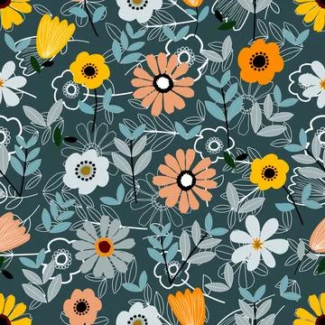 Floral seamless pattern ,flower branches seamless pattern , vector 스톡 일러스트