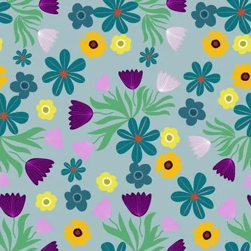 Floral seamless pattern ,flower branches seamless pattern , vector 스톡 일러스트