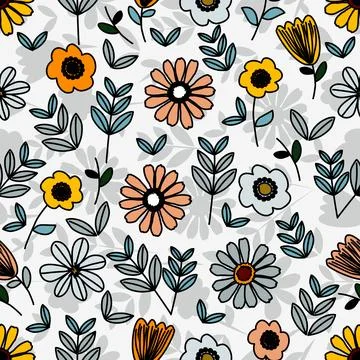 Floral seamless pattern ,flower branches seamless pattern Stock Illustration