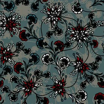 Floral seamless pattern ,flower branches seamless pattern Stock Illustration