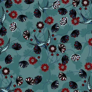 Floral seamless pattern ,flower branches seamless pattern Stock Illustration