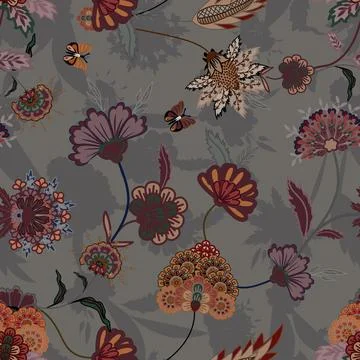 Floral seamless pattern ,flower branches seamless pattern Stock Illustration