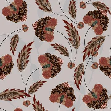 Floral seamless pattern ,flower branches seamless pattern Stock Illustration