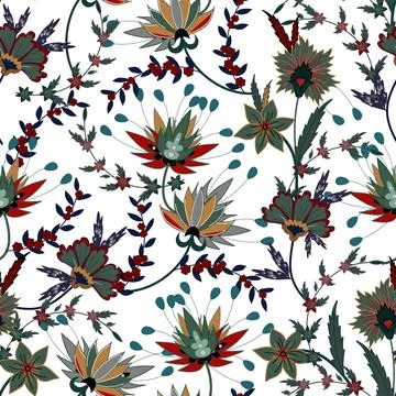Floral seamless pattern ,flower branches seamless pattern Stock Illustration