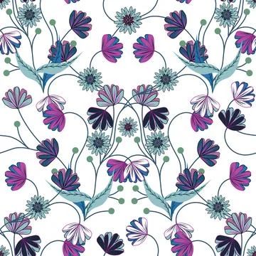 Floral seamless pattern ,flower branches seamless pattern Stock Illustration