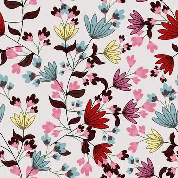 Floral seamless pattern ,flower branches seamless pattern Stock Illustration