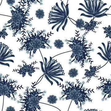 Floral seamless pattern ,flower branches seamless pattern Stock Illustration