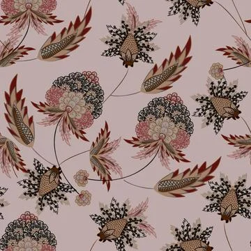 Floral seamless pattern ,flower branches seamless pattern Stock Illustration