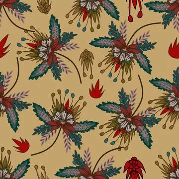 Floral seamless pattern ,flower branches seamless pattern Stock Illustration