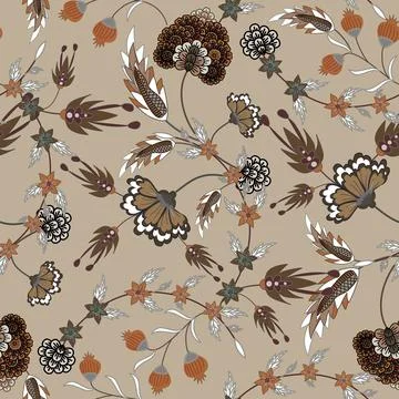 Floral seamless pattern ,flower branches seamless pattern Stock Illustration