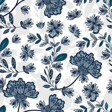 Floral seamless pattern ,flower branches seamless pattern Stock Illustration