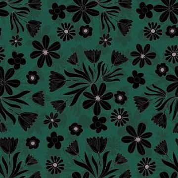 Floral seamless pattern ,flower branches seamless pattern , vector 库存插图