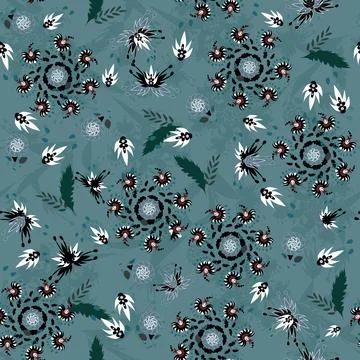 Floral seamless pattern ,flower branches seamless pattern , vector 库存插图