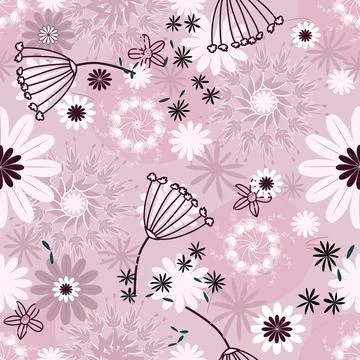 Floral seamless pattern ,flower branches seamless pattern , vector 库存插图