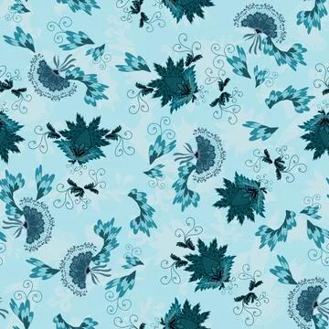 Floral seamless pattern ,flower branches seamless pattern , vector 库存插图