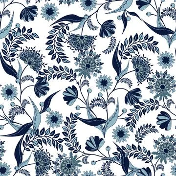 Floral seamless pattern ,flower branches seamless pattern , vector イラスト素材