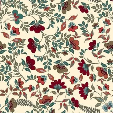 Floral seamless pattern ,flower branches seamless pattern , vector 库存插图
