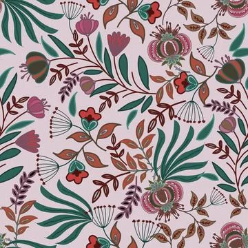 Floral seamless pattern ,flower branches seamless pattern , vector イラスト素材