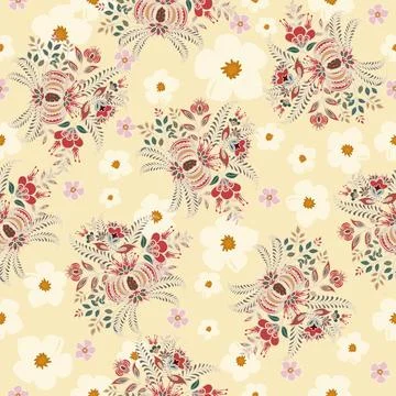 Floral seamless pattern ,flower branches seamless pattern , vector 库存插图