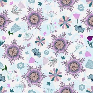 Floral seamless pattern ,flower branches seamless pattern , vector 库存插图