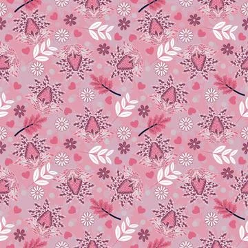 Floral seamless pattern ,flower branches seamless pattern , vector イラスト素材