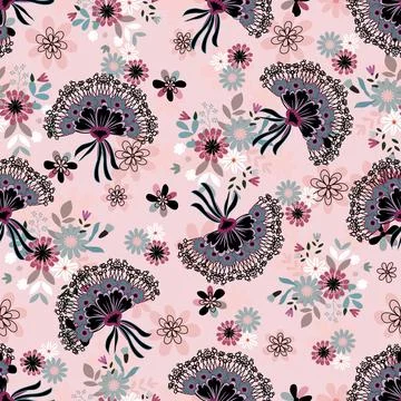 Floral seamless pattern ,flower branches seamless pattern , vector イラスト素材
