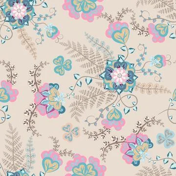 Floral seamless pattern ,flower branches seamless pattern , vector イラスト素材