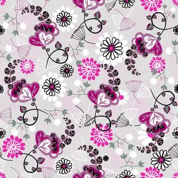 Floral seamless pattern ,flower branches seamless pattern , vector Illustrazione stock