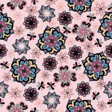 Floral seamless pattern ,flower branches seamless pattern , vector 库存插图