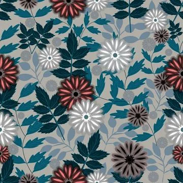 Floral seamless pattern ,flower branches seamless pattern , vector イラスト素材
