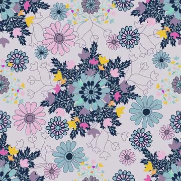 Floral seamless pattern ,flower branches seamless pattern , vector イラスト素材