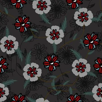 Floral seamless pattern ,flower branches seamless pattern , vector イラスト素材