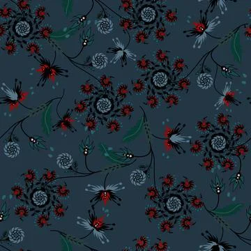 Floral seamless pattern ,flower branches seamless pattern , vector イラスト素材
