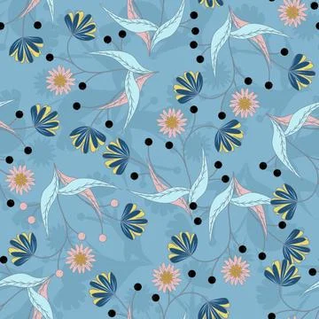 Floral seamless pattern ,flower branches seamless pattern , vector イラスト素材
