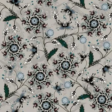 Floral seamless pattern ,flower branches seamless pattern , vector Illustrazione stock