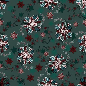 Floral seamless pattern ,flower branches seamless pattern , vector Stockillustratie