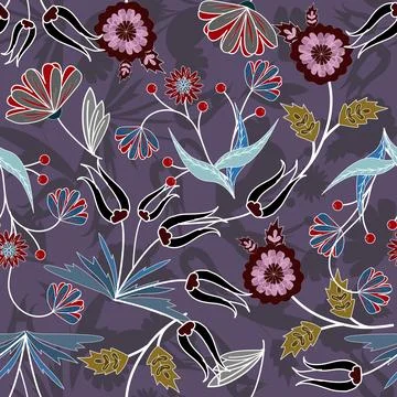 Floral seamless pattern ,flower branches seamless pattern , vector Stockillustratie